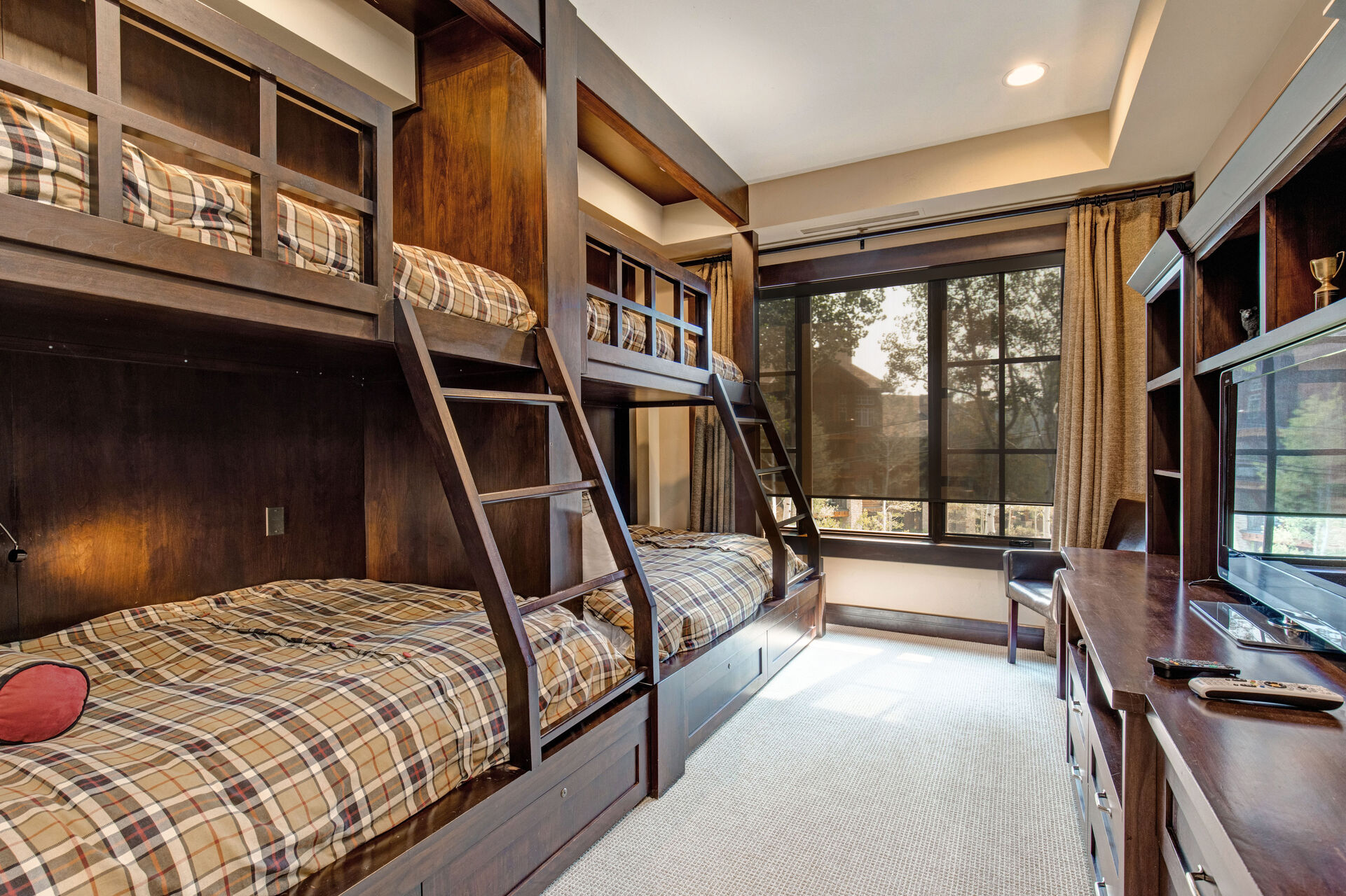 Bunk Room with Two Custom Twin over Full Bunk Beds and Private Bath