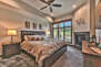 Master Bedroom with King Bed, Gas Fireplace and Mountain Views