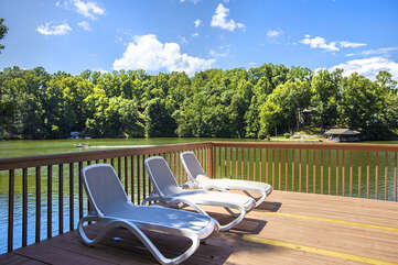 Lounge Chairs. Wide Water Cove and Views to Smith Mountain Lake