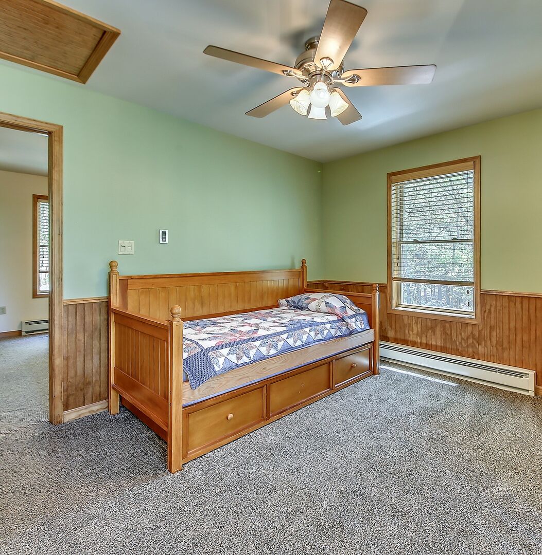 Bedroom with a Single Bed in our Poconos Lodge Rental