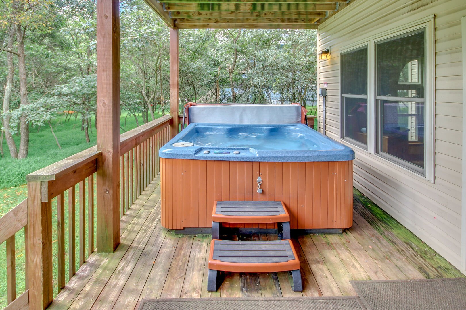 Hot Tub on the Deck of our Towamensing Trails Vacation Rental.