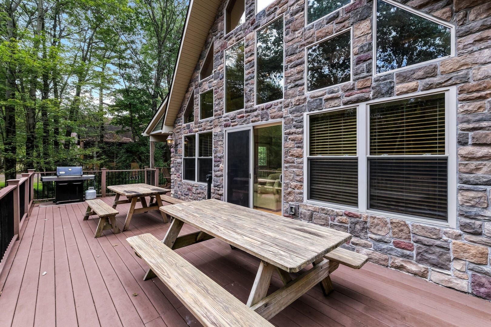 Back deck and grill on our Pocono Getaway Rental