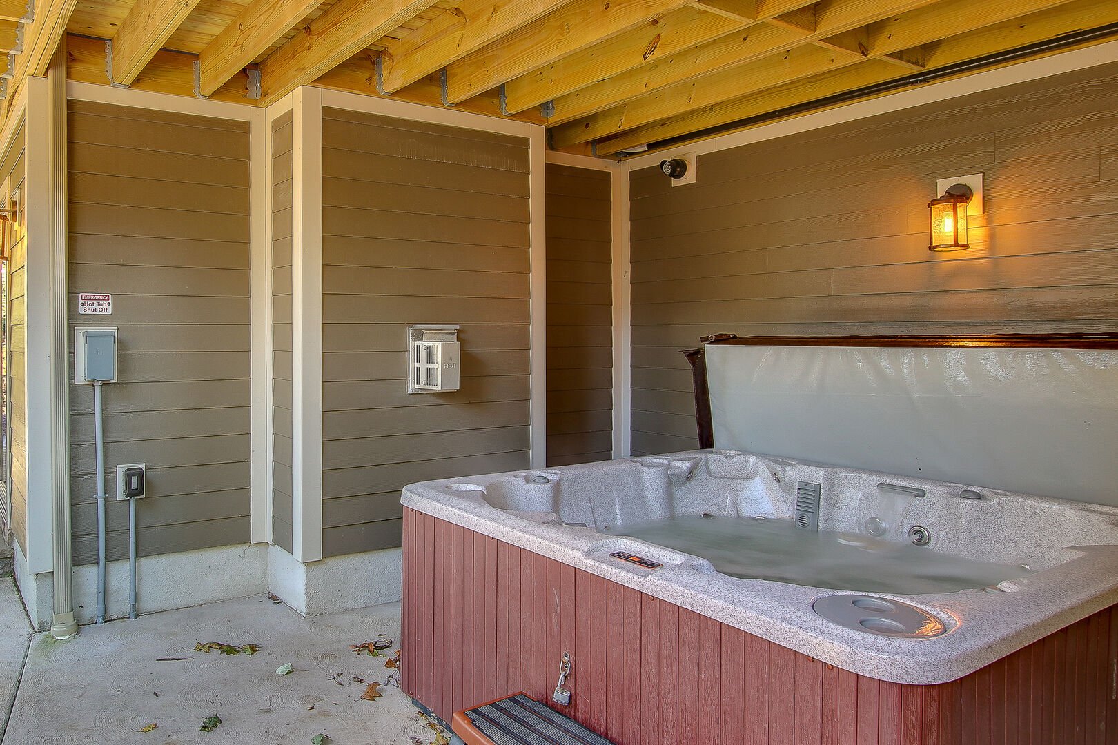 Private Hot Tub at our Poconos Luxury Rental