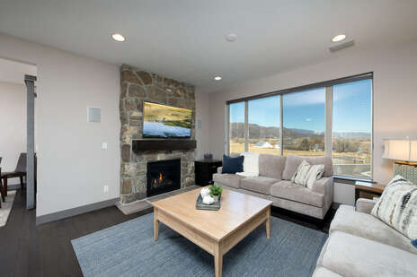 Living Room with Gas Fireplace, Flat Screen TV, and Beautiful Views