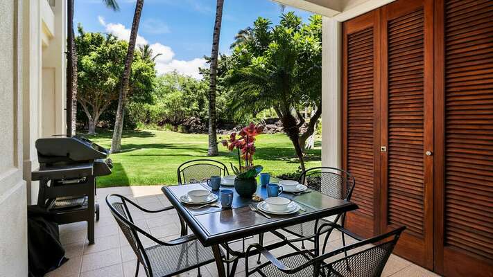 Lanai table, perfect spot for morning coffee or breakfast to start your day