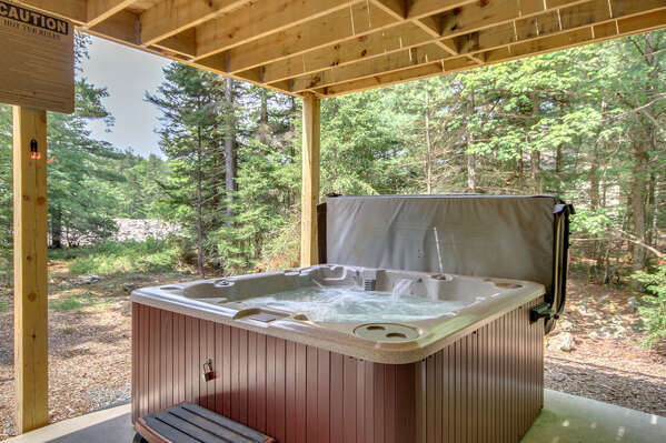 Hot Tub Outside our Poconos Vacation Rental Home