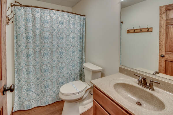 One of the Bathrooms in On The Rocks Poconos Vacation Home Rental