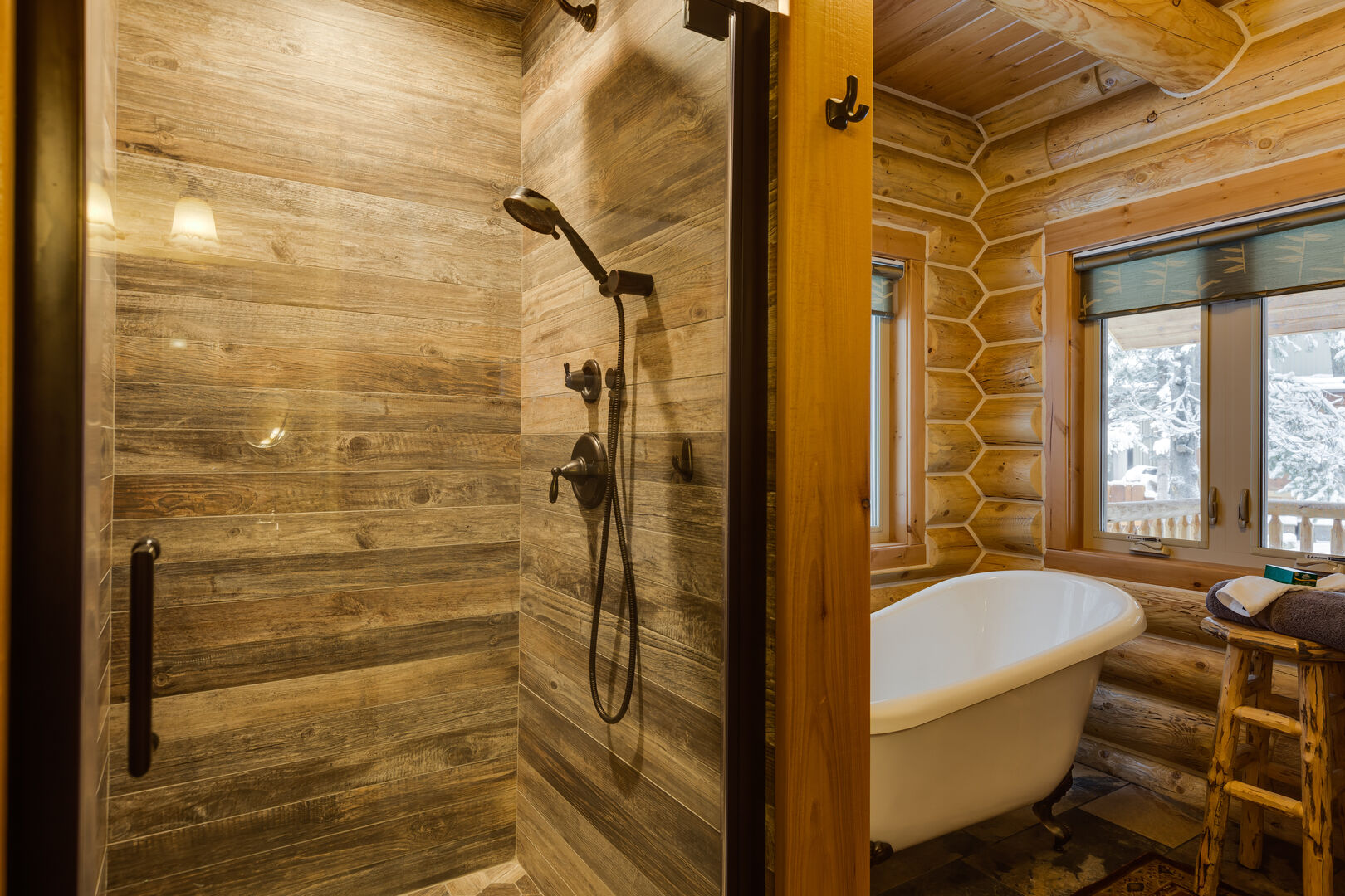 Lumberjack Lodge ~ bedroom #1 on main level w/ king bed and private ensuite bathroom