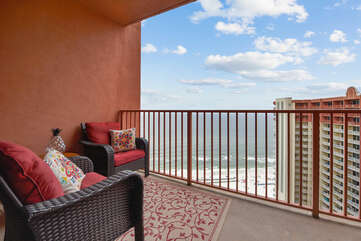Balcony seating, beautiful view of the Gulf and the west.