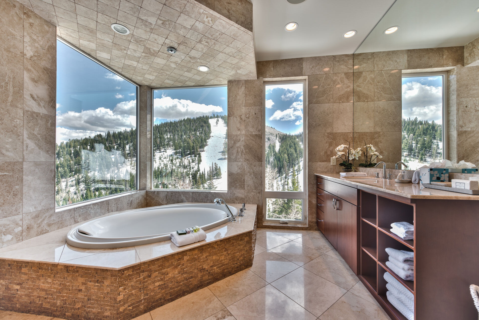 Stunning Grand Master Bath with a Soaking Tub and Radiant Tile Floors