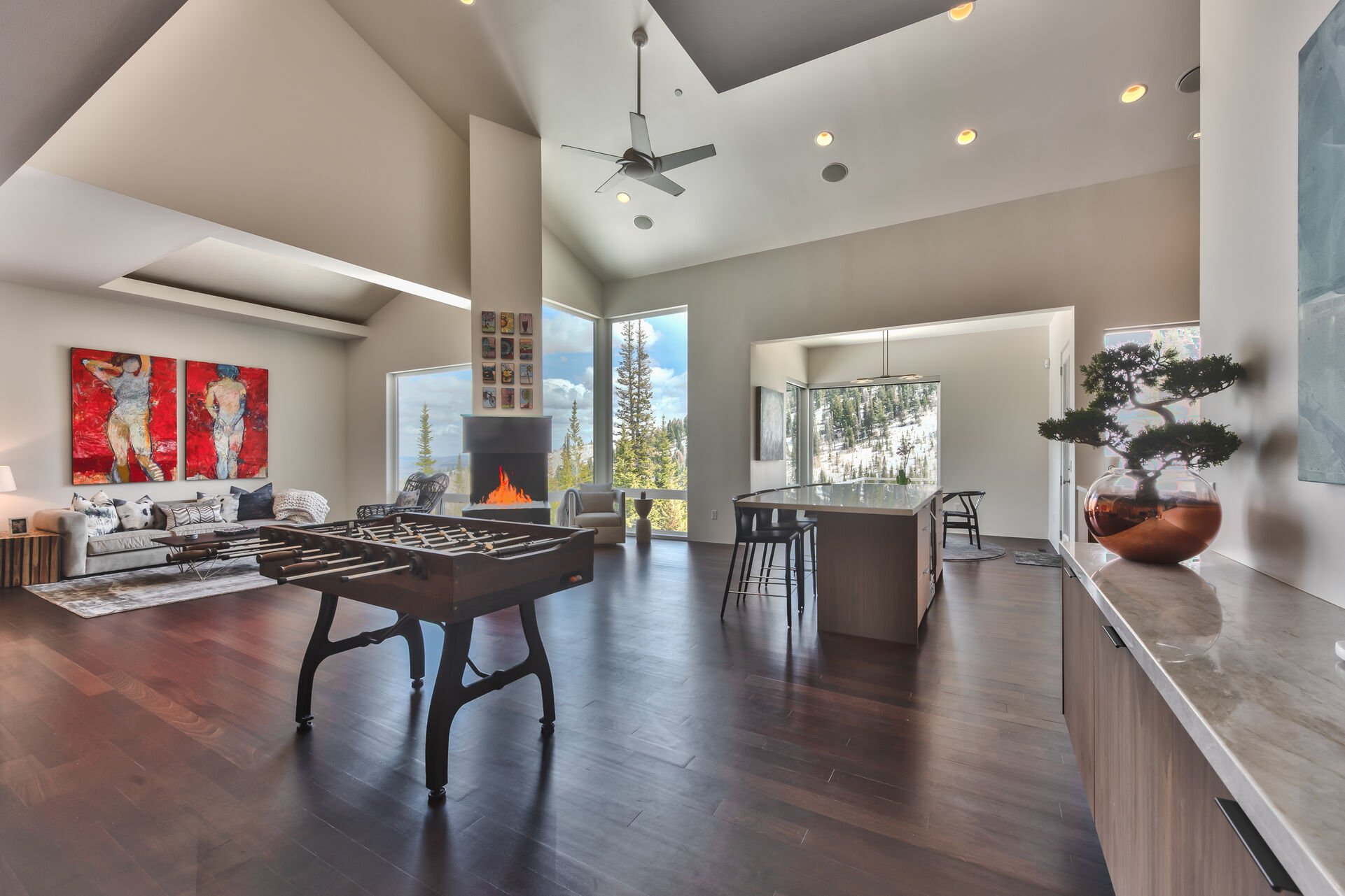Take in a Game of Foosball, Enjoy the Warm Fireplace, Play the Piano, and Experience the Views while Having Quality Time with Friends and Family