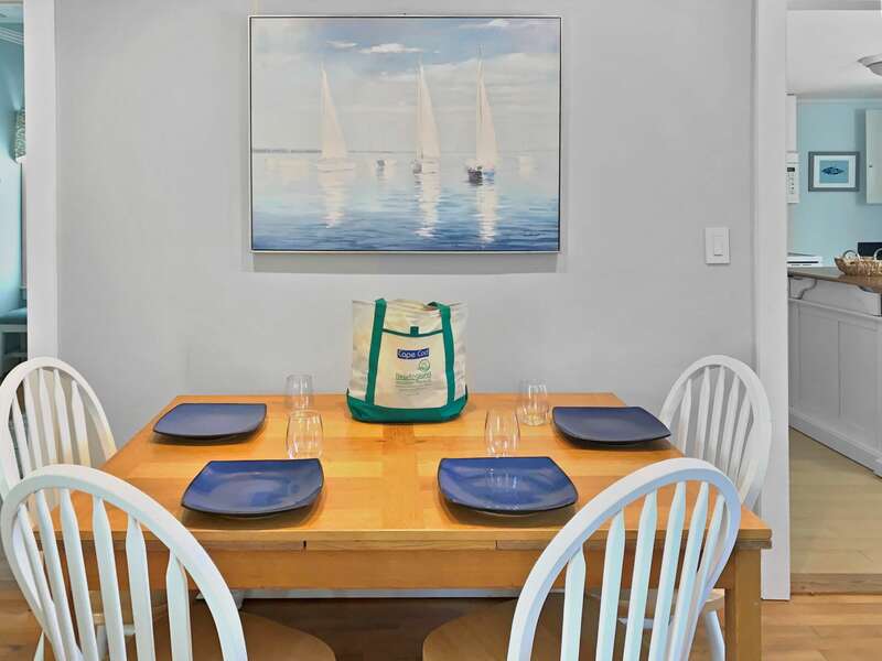 Dining area with view of the kitchen to the right- 25 Grey Neck Road West Harwich Cape Cod - New England Vacation Rentals