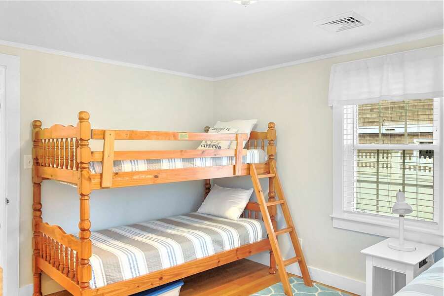 Bedroom 2 with  bunk beds and a Queen bed - 25 Grey Neck Road West Harwich Cape Cod - New England Vacation Rentals