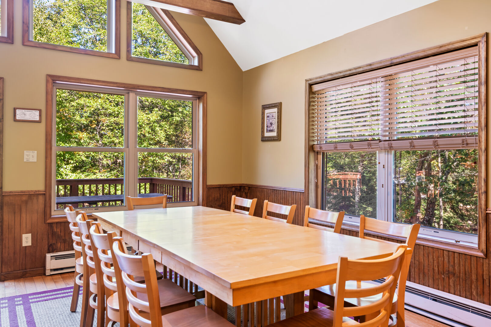 dining room table by windows