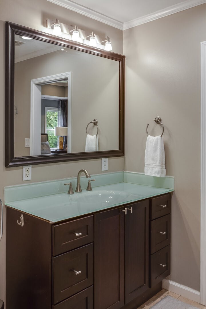 Master Bathroom with Large Mirror