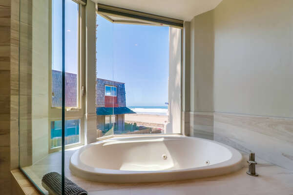 Master Bathroom with luxury tub overlooking the ocean.