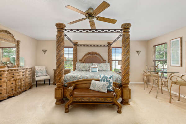 Come home to this comfortable and luxurious upstairs king bedroom after a tiring day