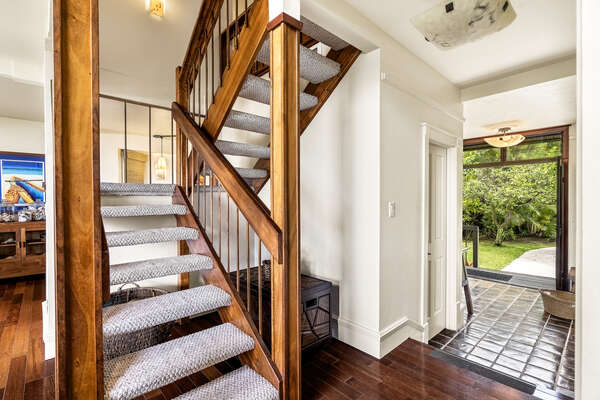 Townhome entrance and stairs to the bedrooms