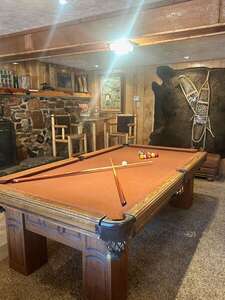 Pool table in downstairs living area