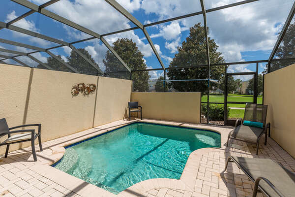 Take a splash in your private screened-in pool