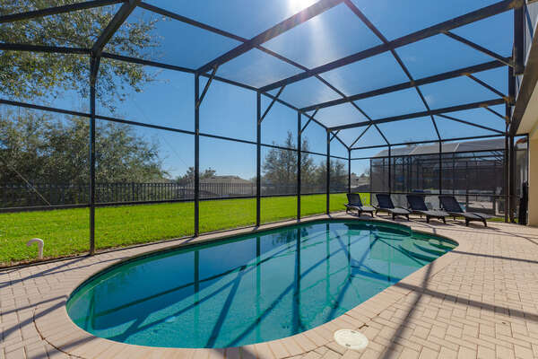 Soak up the Florida sunshine at your own private screened-in pool