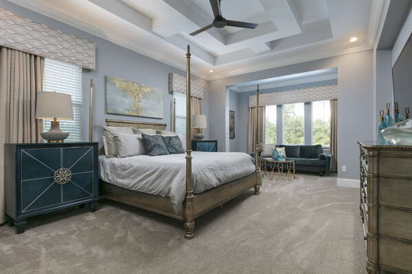Master suite located on the second floor has a king bed and 50-inch SMART TV