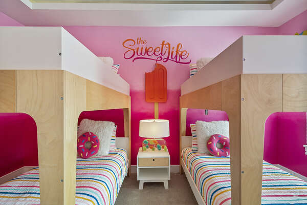 With two twin/twin bunk beds, kids are sure to have a sweet time in Bedroom 10