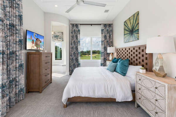 Master Suite 3 king bedroom with views to the golf course on the second floor