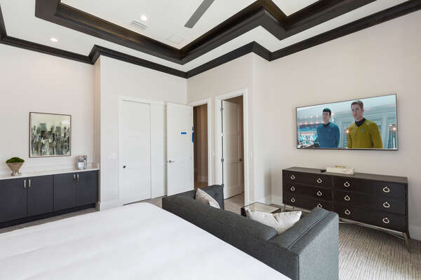 This bedroom features a SMART TV