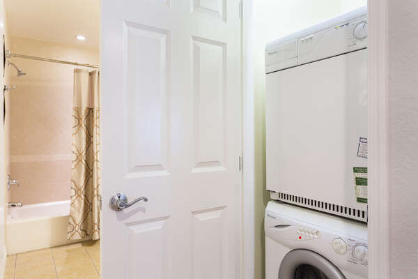 The condo even has a washer and dryer