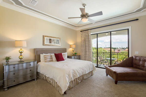 Upstairs master bedroom with private balcony
