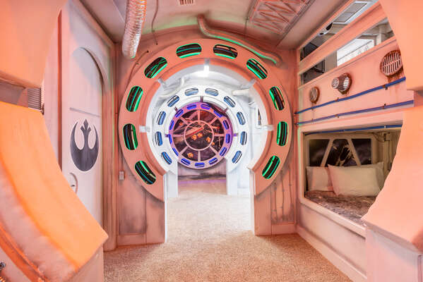 This custom built galaxy space themed bedroom is perfect for children of all ages