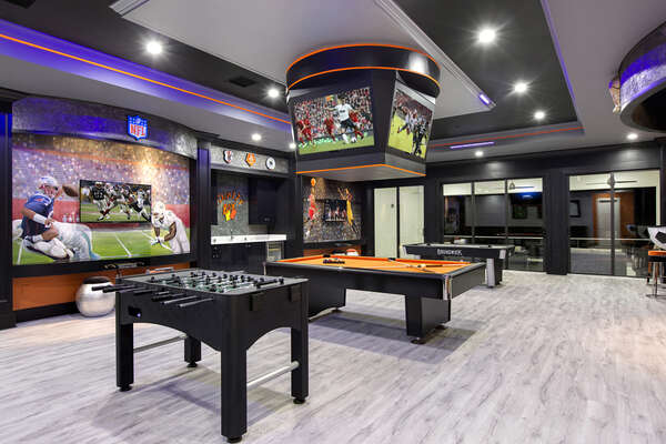 This games room will have enough space for the entire family to enjoy some friendly competition