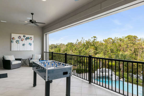 Step outside to the balcony from the games room and enjoy a game of foosball