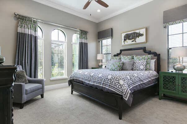 Master Suite 1 located on the ground floor features a king bed