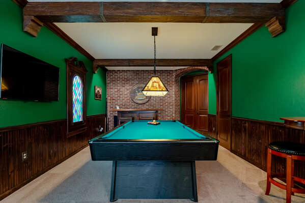 Head to the upstairs loft games room