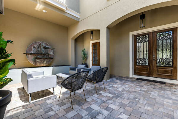Luxurious outdoor furniture in a private courtyard