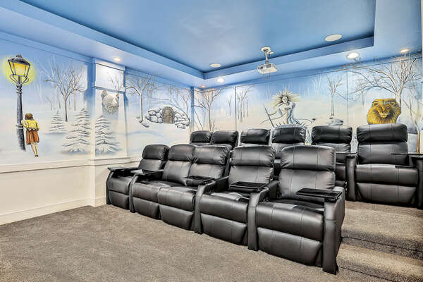 The home theater has amazing murals of Jadis, the White Witch, and Aslan