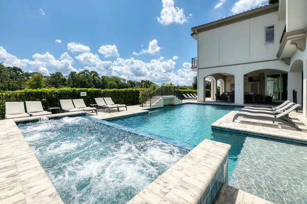 Spend hours in the sun lounging next to your private pool