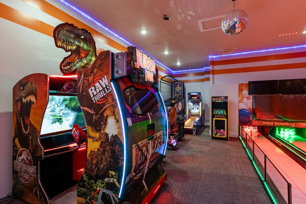 Enjoy the arcade games including Terminator Salvation, Multi Arcade and Fast and Furious racing and Jurassic Park arcade