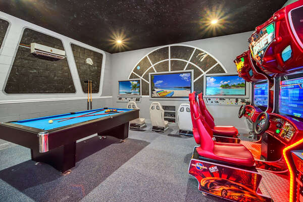 Play a game of pool or arcade games
