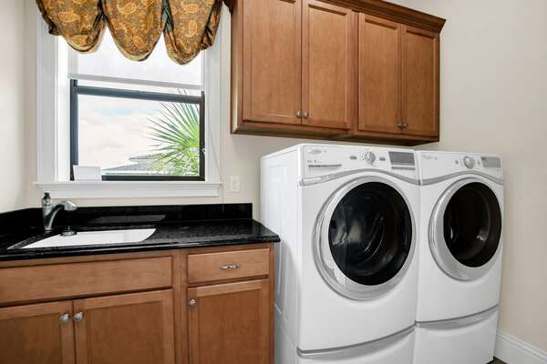 Your own laundry room, no need to take dirty clothes home with you