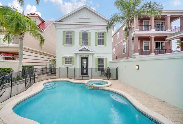 Your private courtyard includes a pool and spillover spa