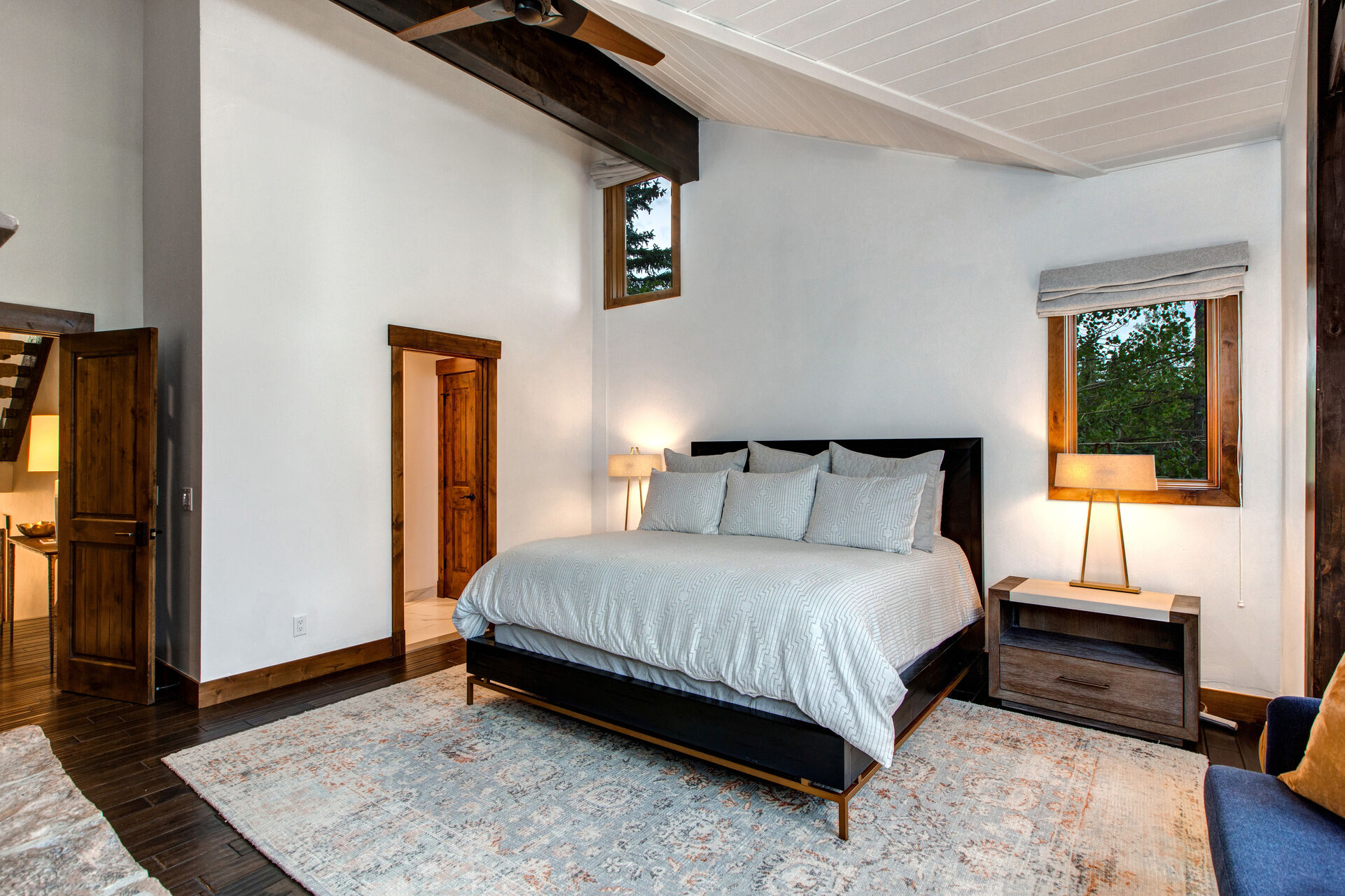 Main Level Master Bedroom with Vaulted a Ceiling and Hardwood Floors