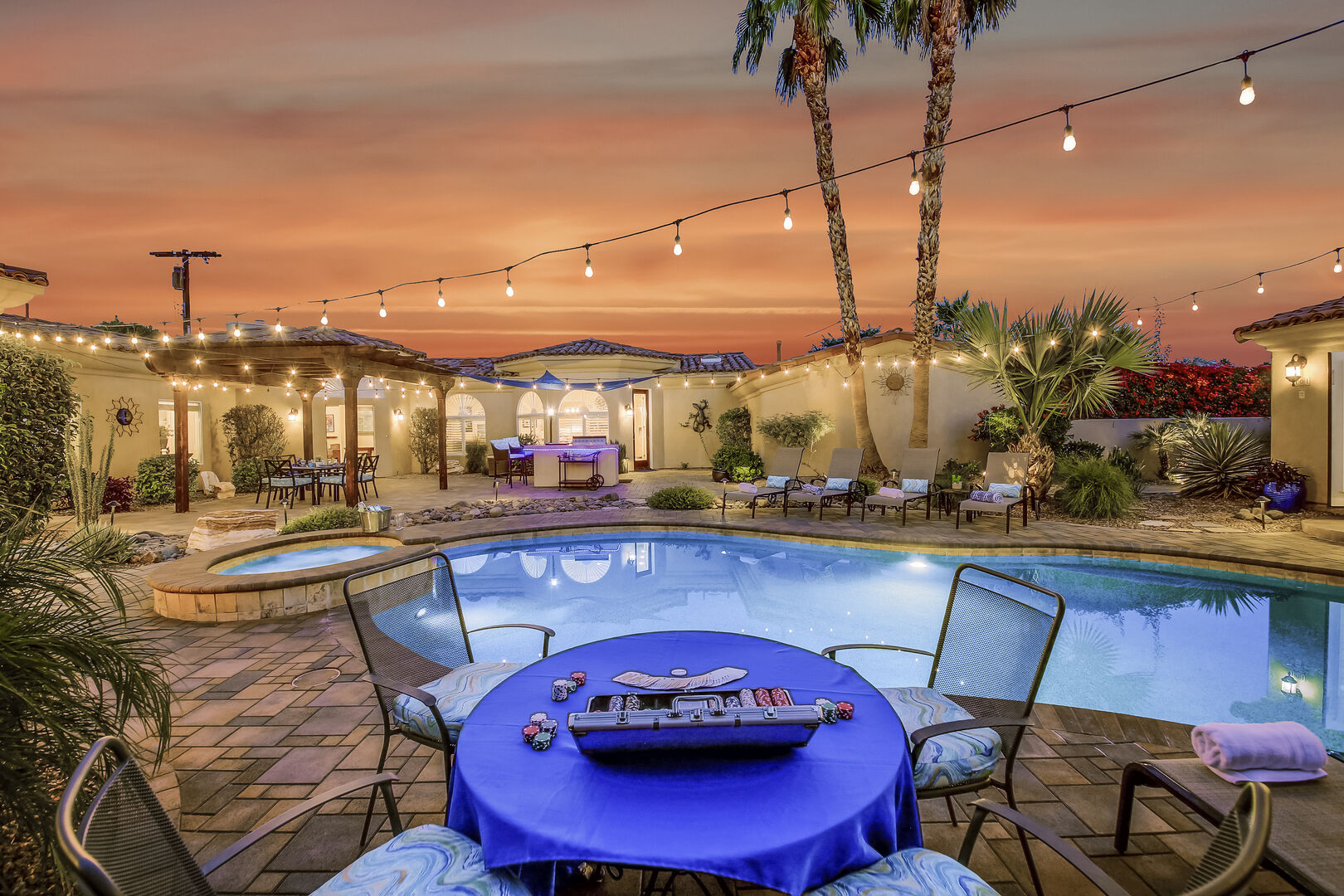 There are numerous areas to enjoy your company and watch a beautiful desert sunset.