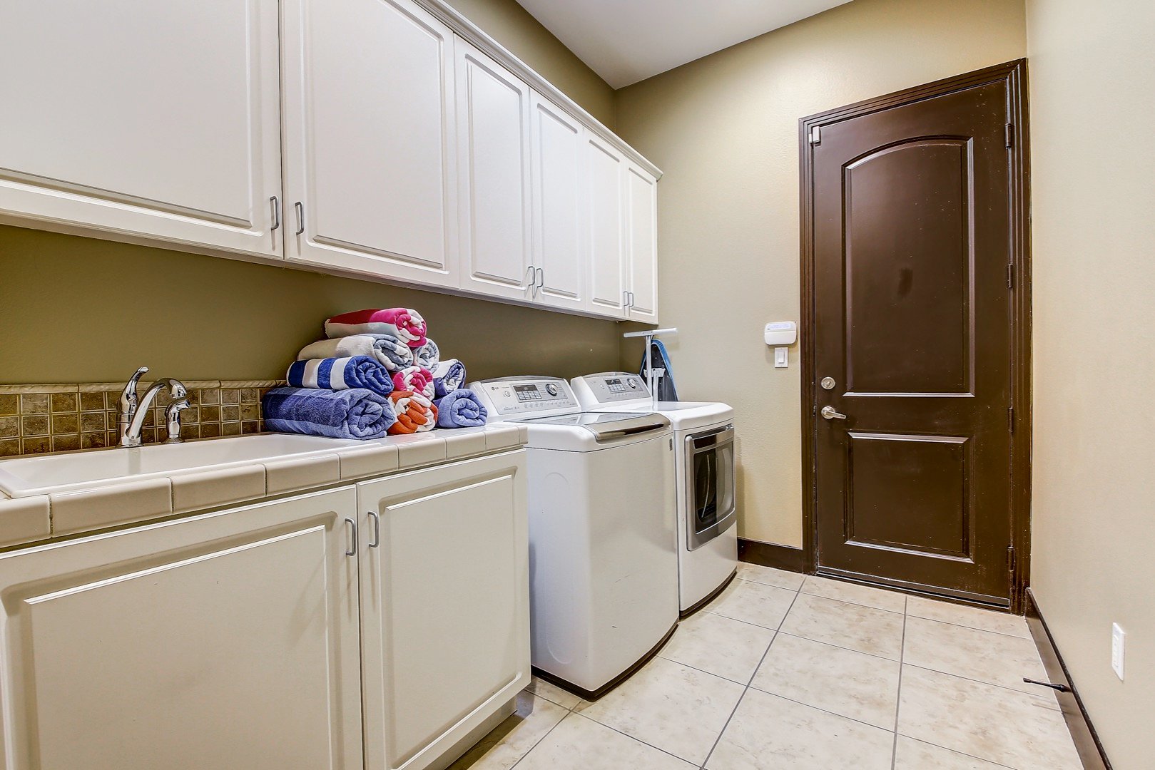 Laundry room has a washer and dryer so you can go home with clean clothes if you'd like.