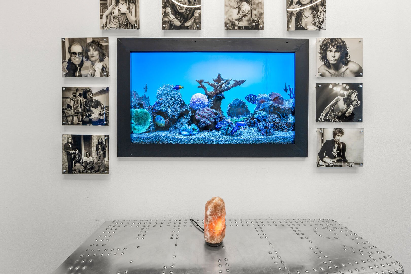 As you walk into Hard Roq, the foyer features a virtual fish tank that is sure to keep everyone entertained.