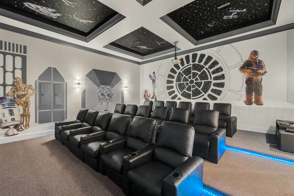 Head to the theater room for a galactic movie watching experience