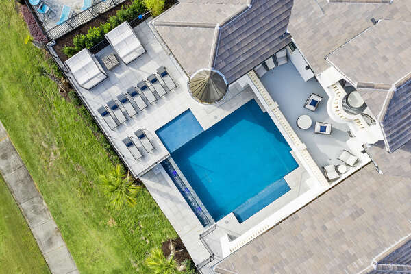 Aerial view of the beautiful infinity pool during the day