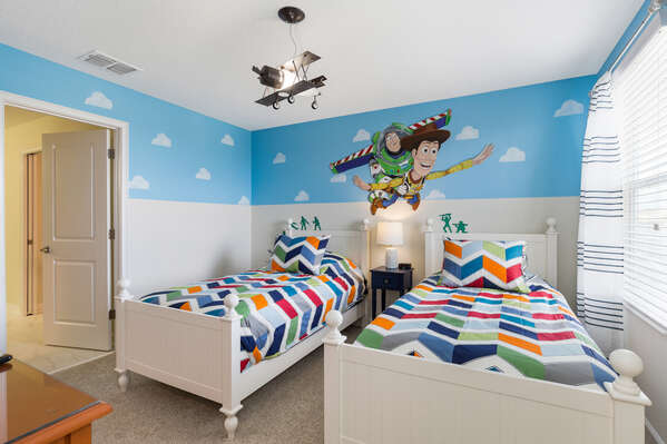 The kids will love hanging out in this bedroom and feel like one of the toys